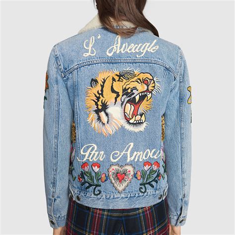 gucci jean jacket women's|gucci denim jacket outlet.